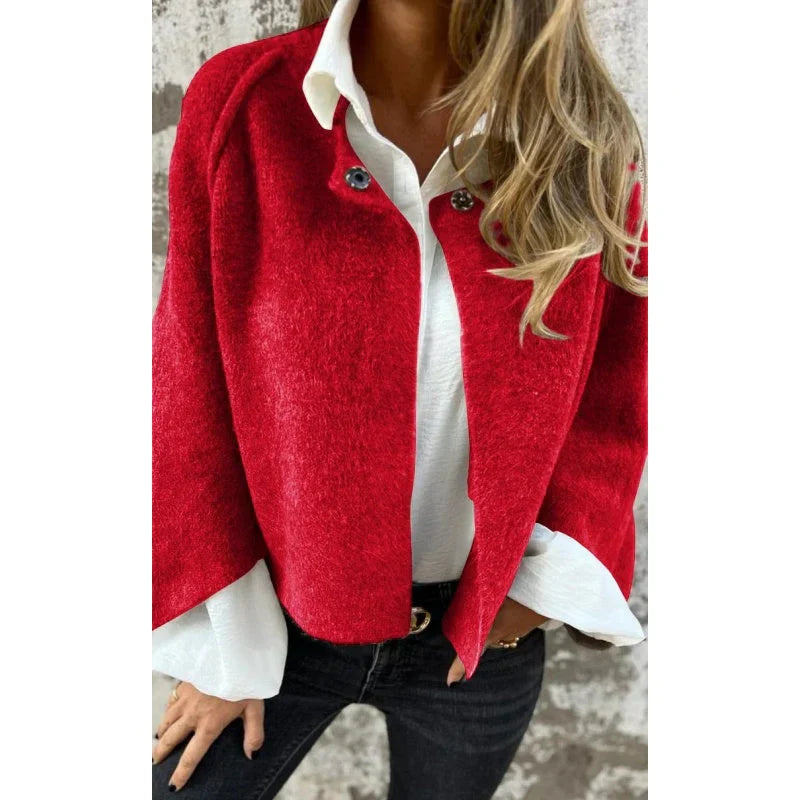 Drune | Weite Ärmel Wolle Capejacke Damenjacke