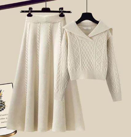 Drune | Zweiteiliges Satz Bestehend Aus Gestricktem Pullover und Halbrock