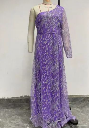 Damen Abendkleid mit einseitigem Schulterdesign und funkelnden Pailletten Drune