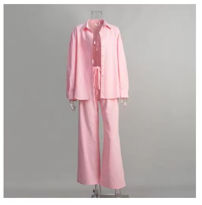 Damen Luftiges Leinen-Ensemble mit weitem Schnitt Drune