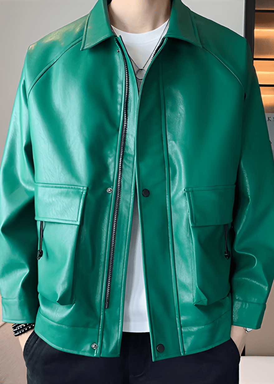 Drune | Leder Utility Jacke - Modern Edge - Bequeme Passform - Streetwear Stil