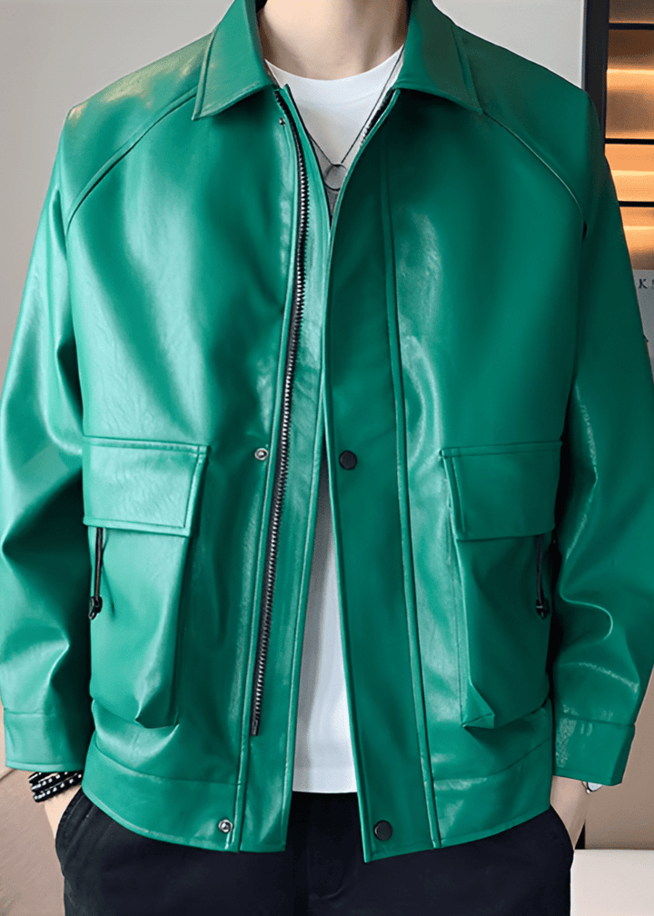 Drune | Leder Utility Jacke - Modern Edge - Bequeme Passform - Streetwear Stil