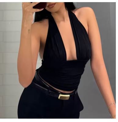 Damen figurbetontes Top mit cleverem Wickeldesign Drune