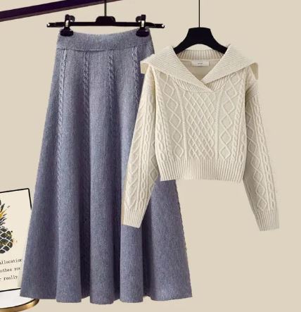 Drune | Zweiteiliges Satz Bestehend Aus Gestricktem Pullover und Halbrock
