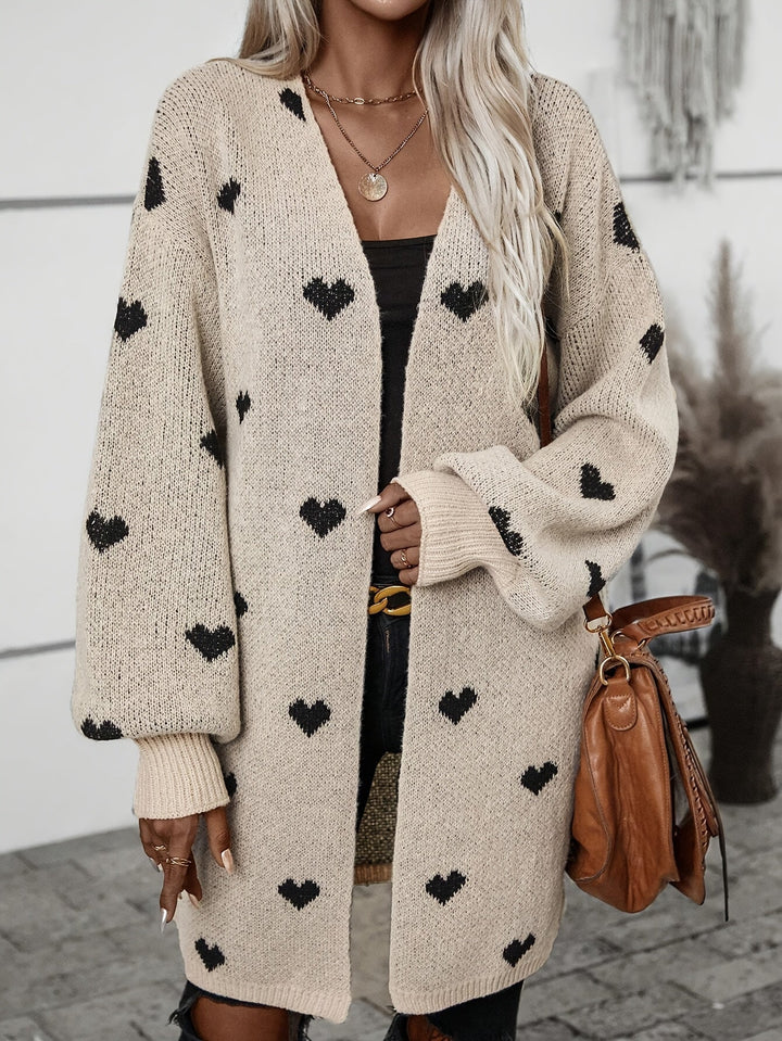 Drune | Damen Herzmuster Strickjacke - Knopfverschluss Design