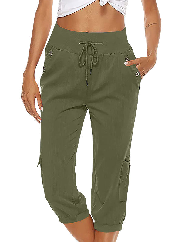 Drune | Elastischer Taillenbund Caprihose Damenbekleidung