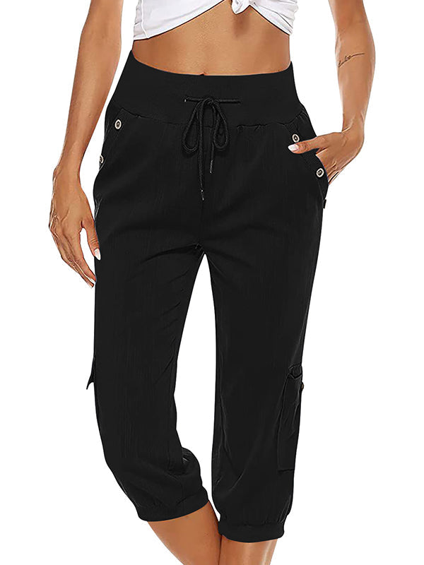 Drune | Elastischer Taillenbund Caprihose Damenbekleidung