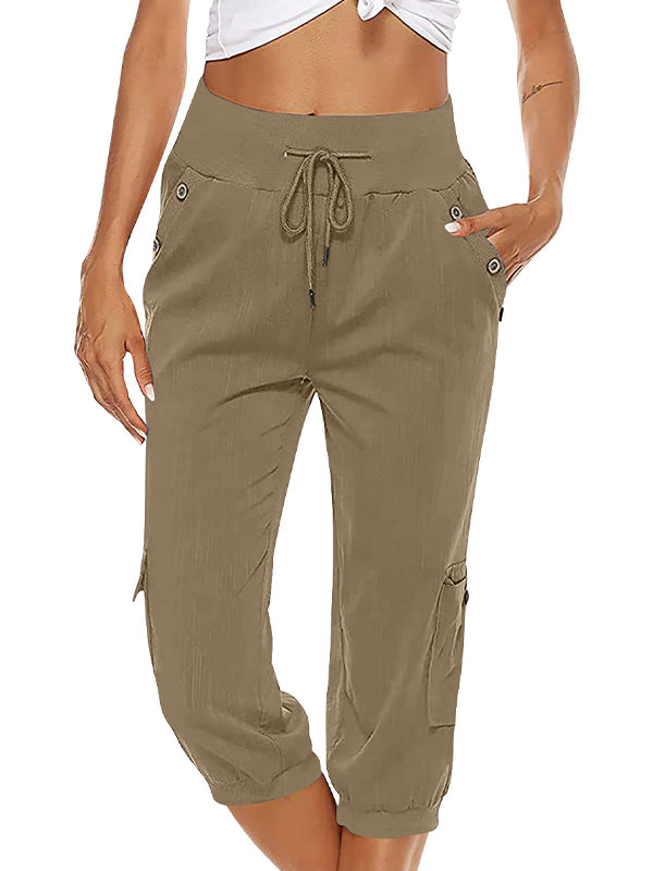Drune | Elastischer Taillenbund Caprihose Damenbekleidung