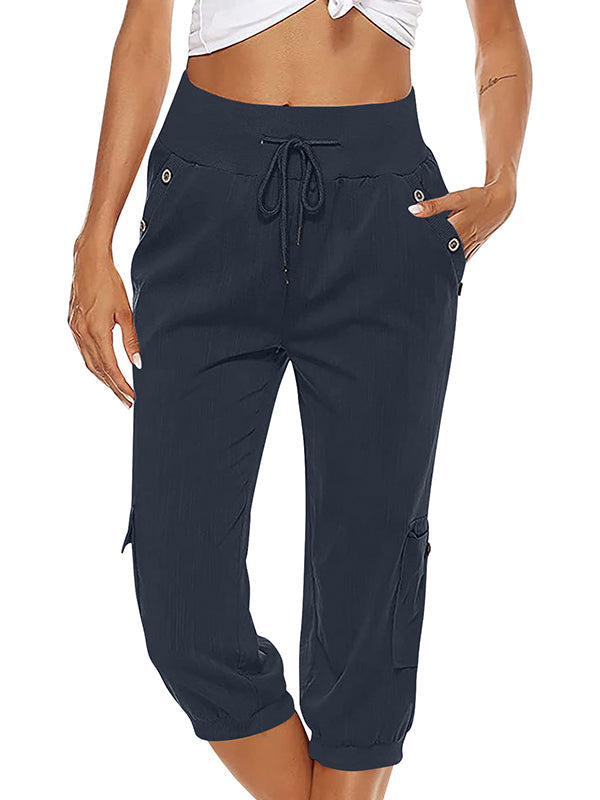 Drune | Elastischer Taillenbund Caprihose Damenbekleidung