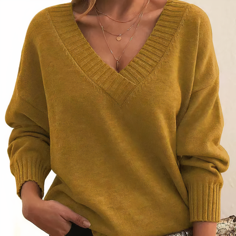 Drune | Kaschmir Pullover für Frauen - V-Ausschnitt Design