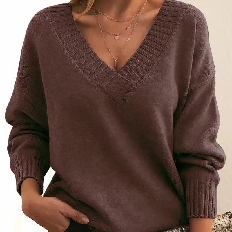 Drune | Kaschmir Pullover für Frauen - V-Ausschnitt Design