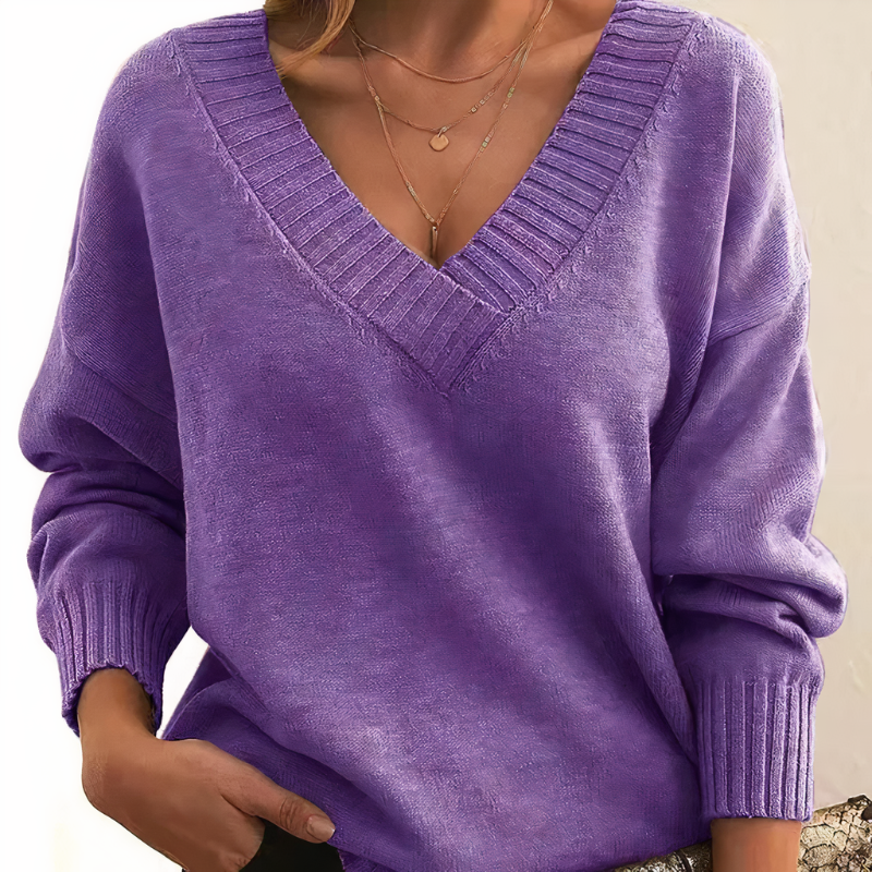 Drune | Kaschmir Pullover für Frauen - V-Ausschnitt Design