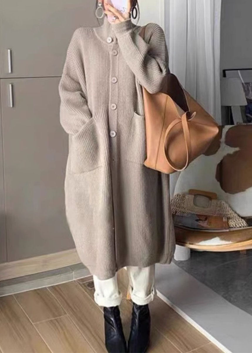 Drune | Damen Lange Strickjacke mit Kragen und Taschen
