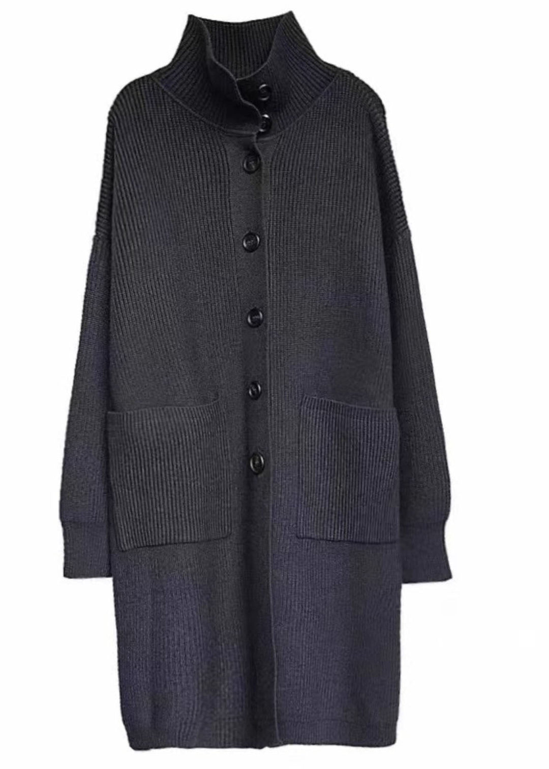 Drune | Damen Lange Strickjacke mit Kragen und Taschen