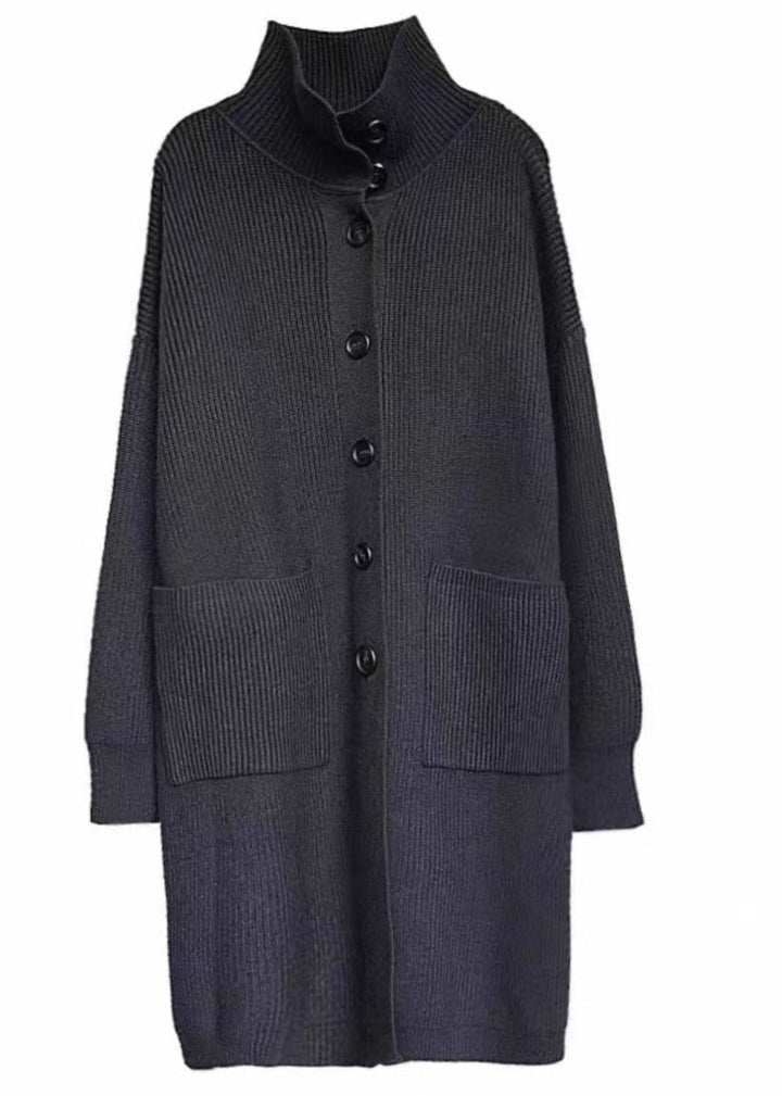 Drune | Damen Lange Strickjacke mit Kragen und Taschen