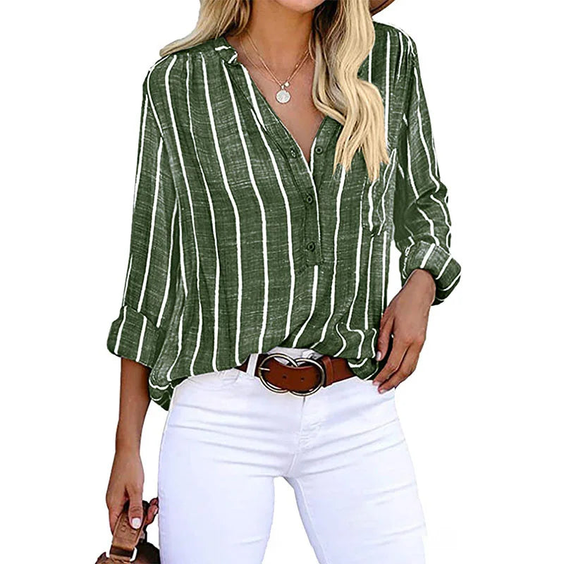 Drune | Bluse Elegant Lose Gestreifte Bluse