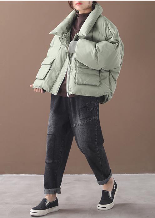Drune | grünes Daunenmantel Winter trendy Plus-Size Daunenjacke zwei Taschen Stehkragen Jacken
