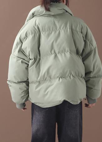 Drune | grünes Daunenmantel Winter trendy Plus-Size Daunenjacke zwei Taschen Stehkragen Jacken