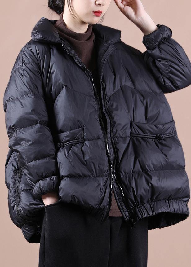 Drune | Plus-Size-Bekleidung Damen Parka mit Reißverschluss schwarzer Stehkragen warme Winterjacken