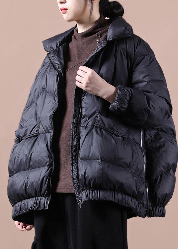 Drune | Plus-Size-Bekleidung Damen Parka mit Reißverschluss schwarzer Stehkragen warme Winterjacken