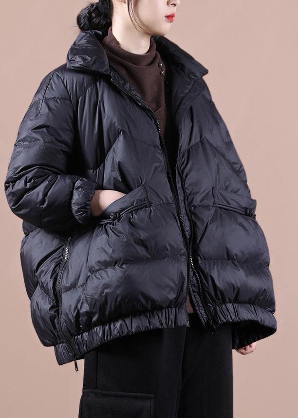 Drune | Plus-Size-Bekleidung Damen Parka mit Reißverschluss schwarzer Stehkragen warme Winterjacken