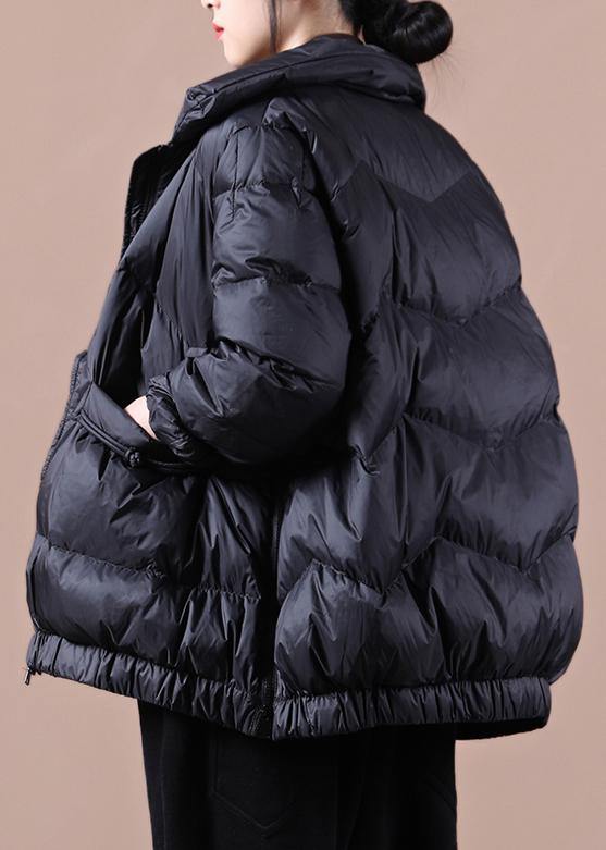 Drune | Plus-Size-Bekleidung Damen Parka mit Reißverschluss schwarzer Stehkragen warme Winterjacken