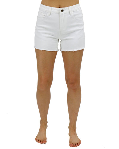 Weiße DenimFreizeitshorts Mit Fransensaum Drune