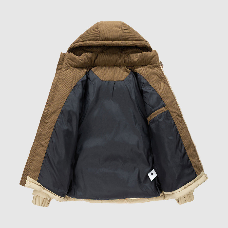 Drune | Gequiltete Relaxed Fit Pufferjacke - Kapuze Mit Reißverschluss Herrenjacke