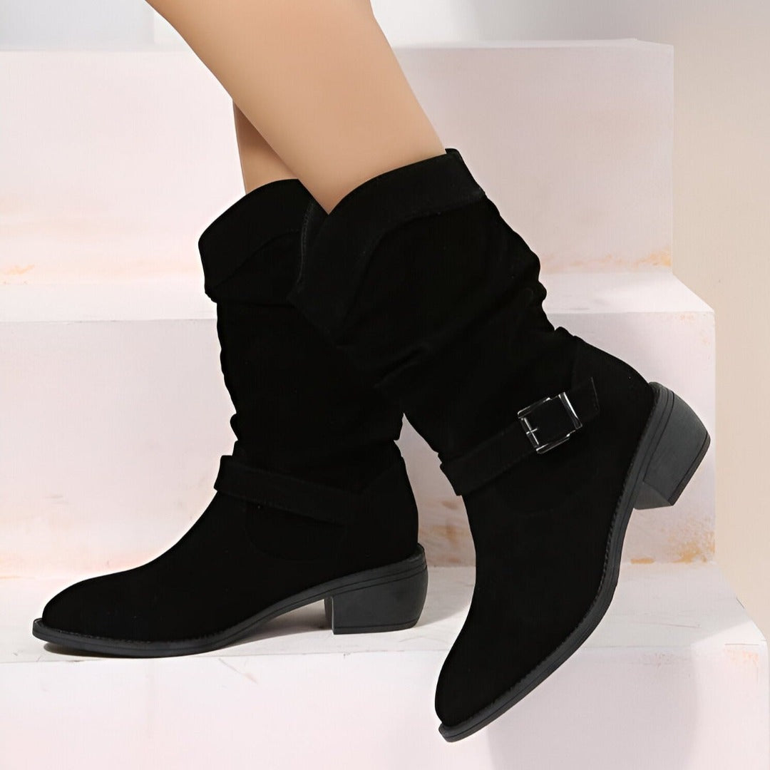 Drune | Freizeitstiefel für Damen - Runde Spitze, Flacher Absatz