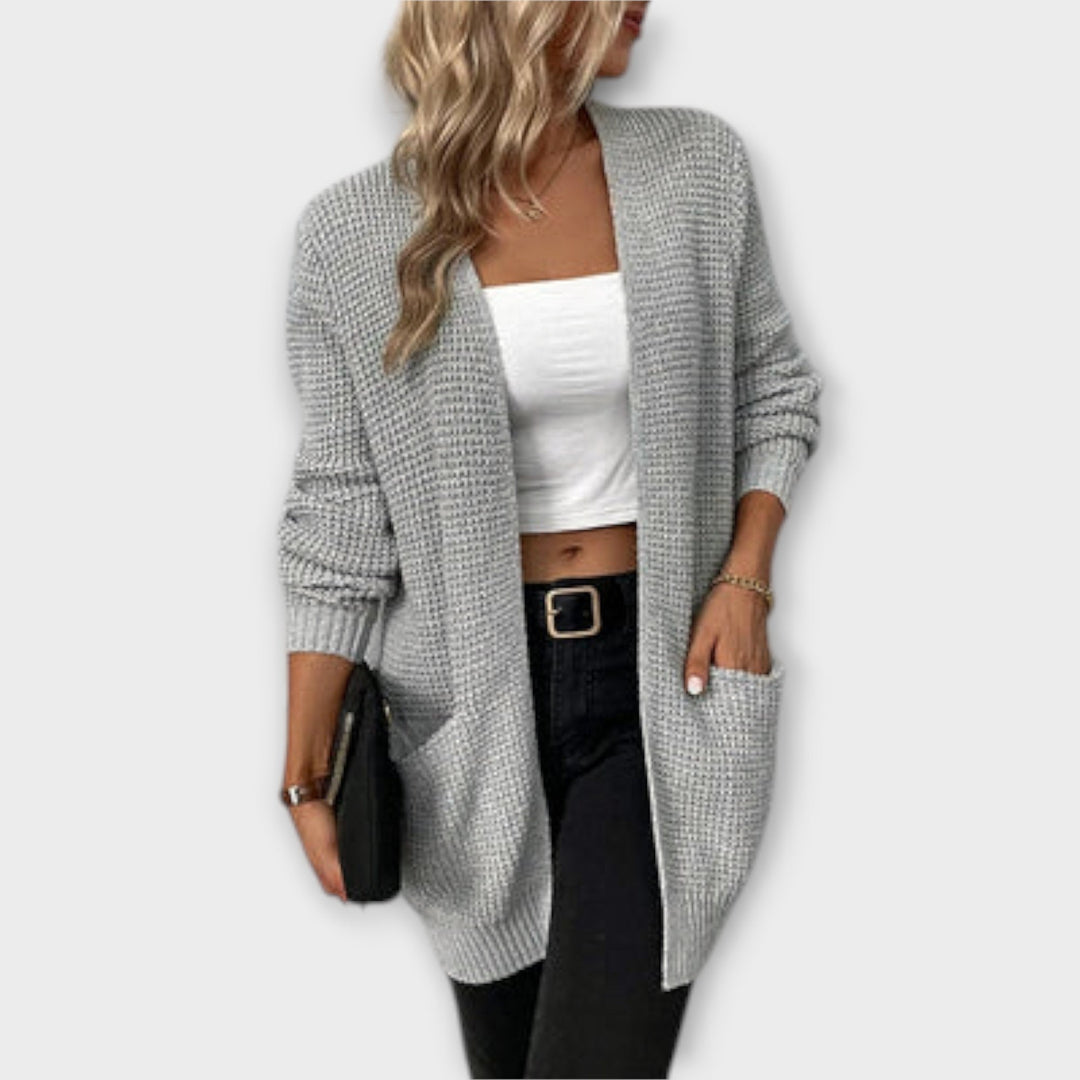 Drune | Damen Casual Gestrickter Cardigan mit Langen Ärmeln und Taschen