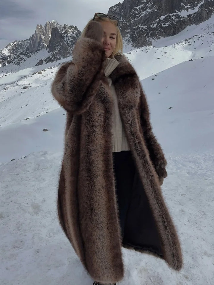 Drune | Lange Damenjacke Imitationsfell - Damenjacke Winter