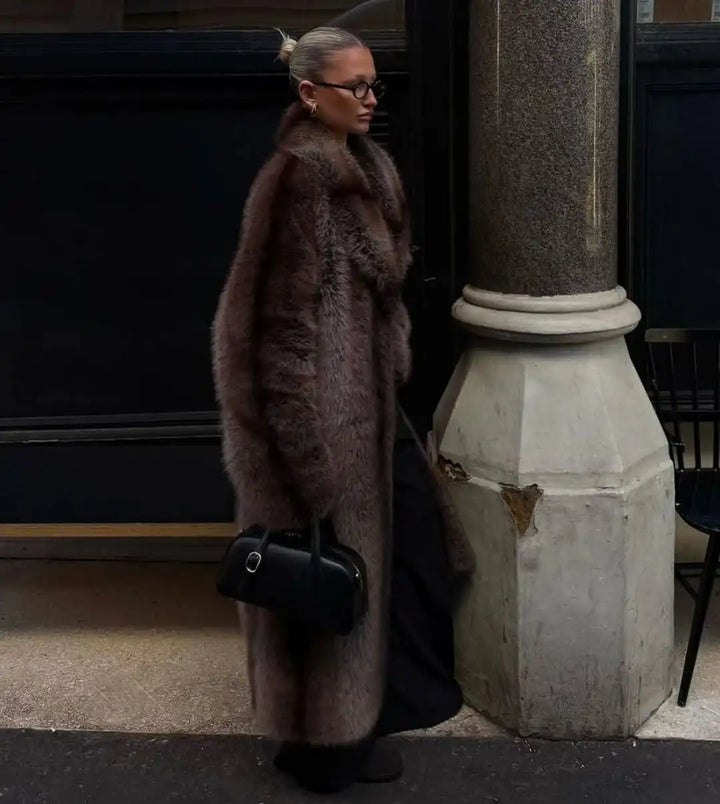 Drune | Lange Damenjacke Imitationsfell - Damenjacke Winter