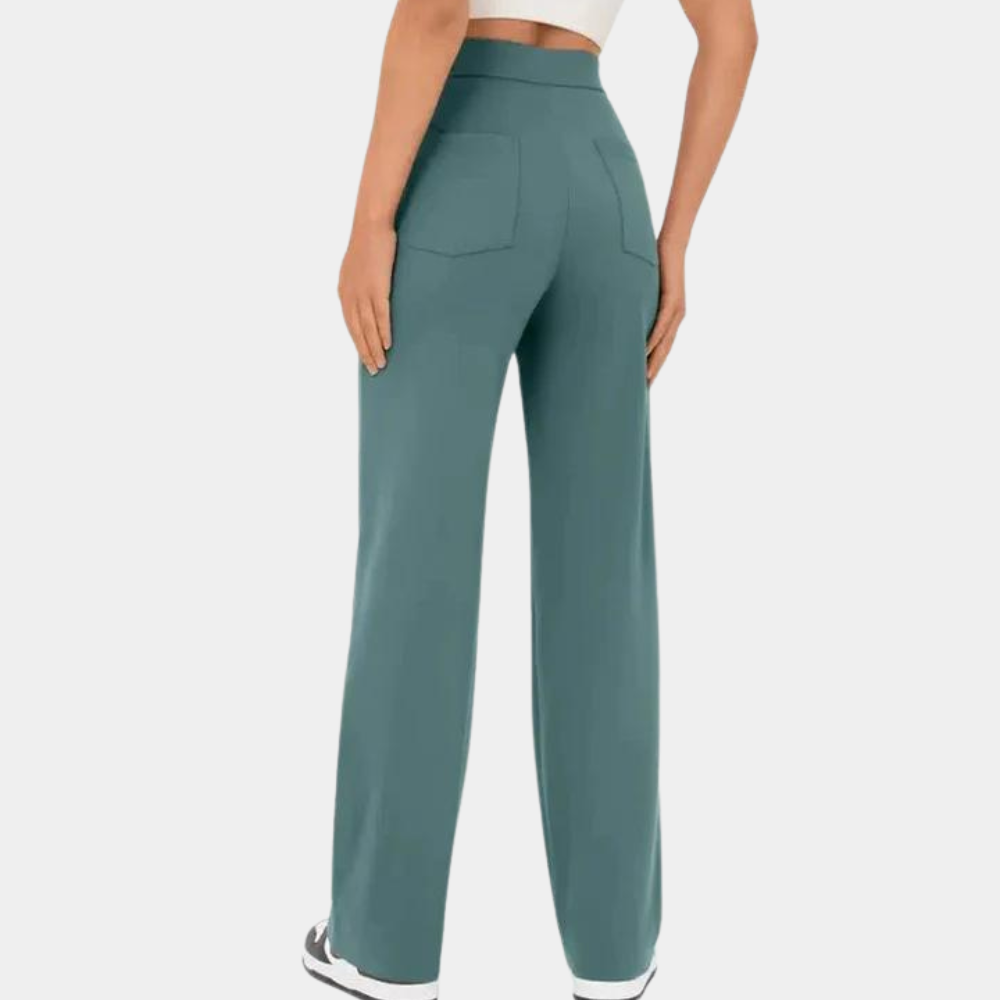Drune | Schlaghose High Waist - Weite Beinform mit Zierknöpfen & Fronttaschen für Retro-Look