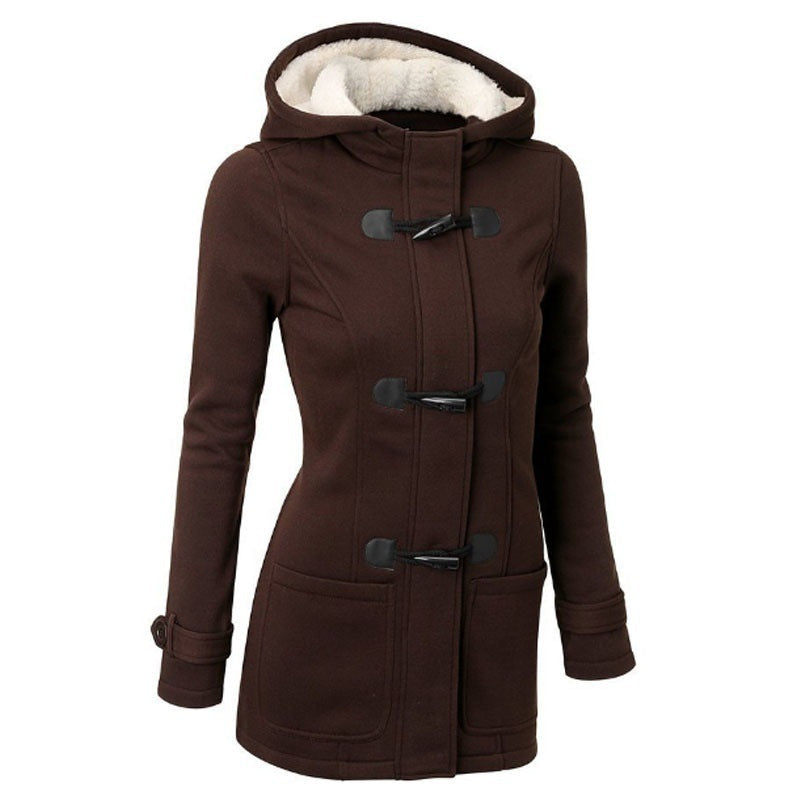 Drune | Damen Casual Winterjacke mit Kapuze und Kordelzugverschluss