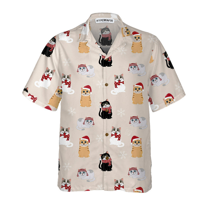 Drune | Katze mit Santa Claus Hut Hawaiihemd, Weihnachtskatze Shirt, Bestes Weihnachtsgeschenk