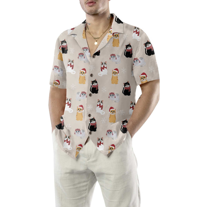 Drune | Katze mit Santa Claus Hut Hawaiihemd, Weihnachtskatze Shirt, Bestes Weihnachtsgeschenk