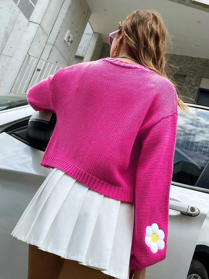 Drune | Cardigan aus floralem Strick für Frauen