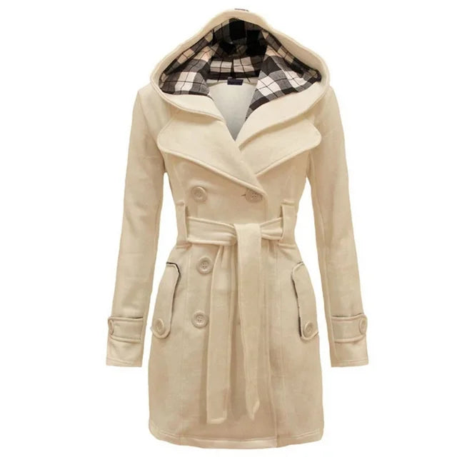 Drune | Damen Trenchcoat mit Kapuze und Gürtel