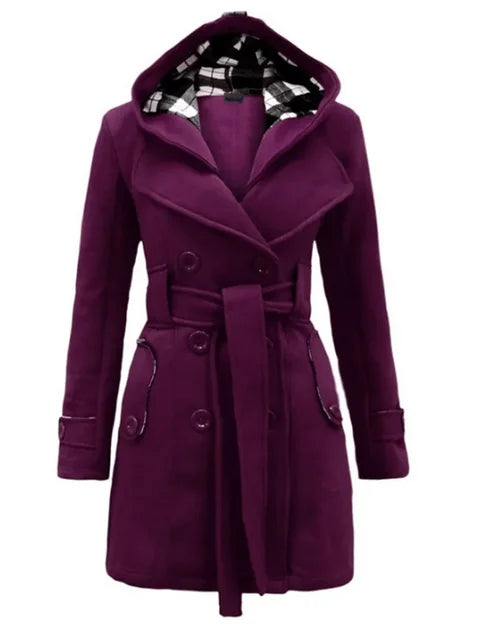 Drune | Damen Trenchcoat mit Kapuze und Gürtel