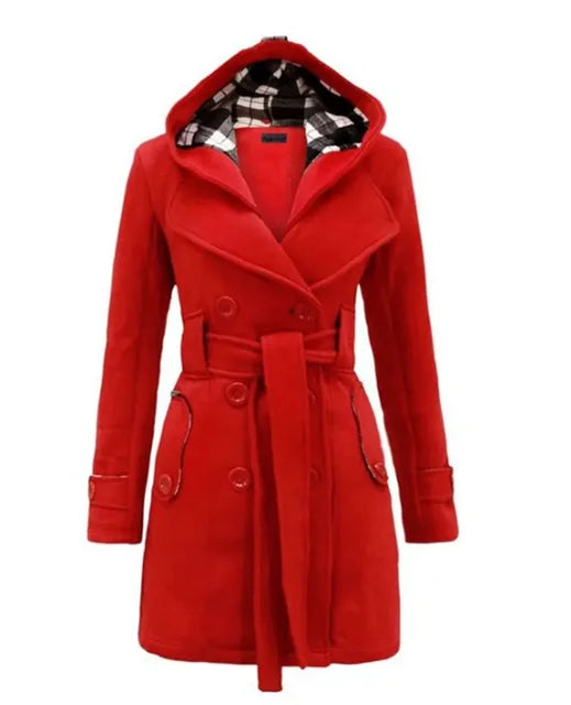Drune | Damen Trenchcoat mit Kapuze und Gürtel