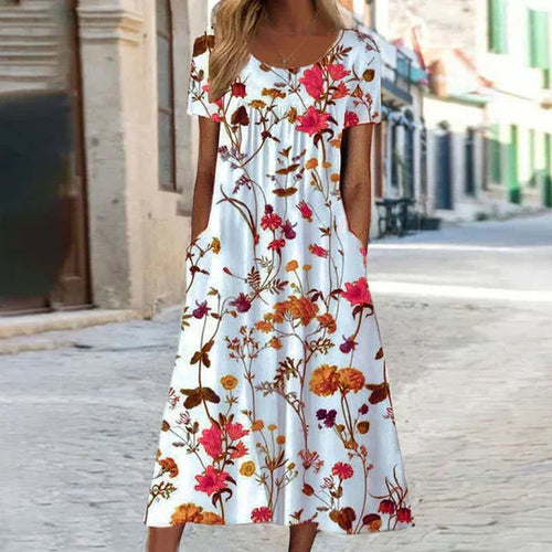 Drune | Blumiges Midi Elegante Sommerkleider Damen