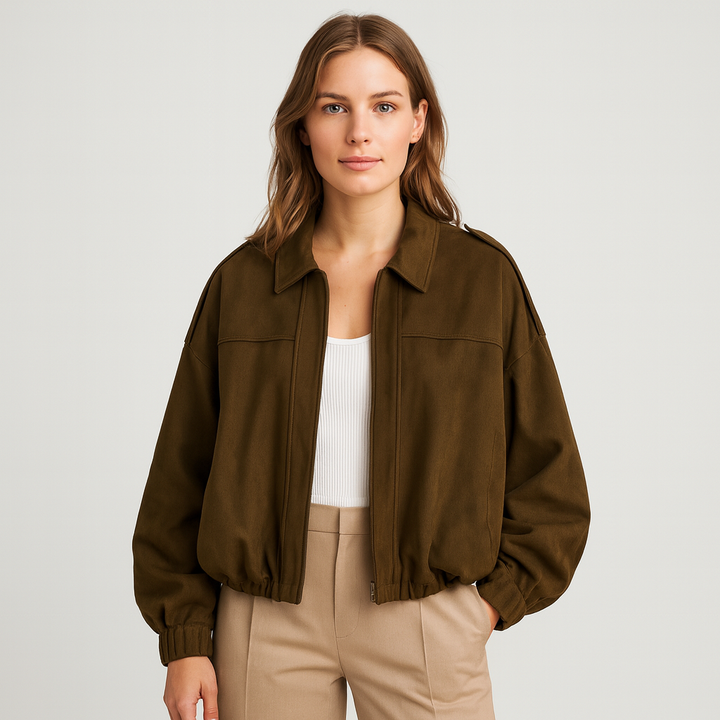 Drune | Modehaus - Damenjacke im Militärstil aus Wildlederimitat