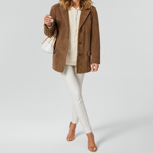 Drune | Braune retro Jacke mit langen Ärmeln Alina