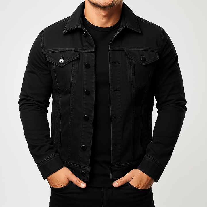 Drune | Herren Freizeit einfarbige Jeansjacke