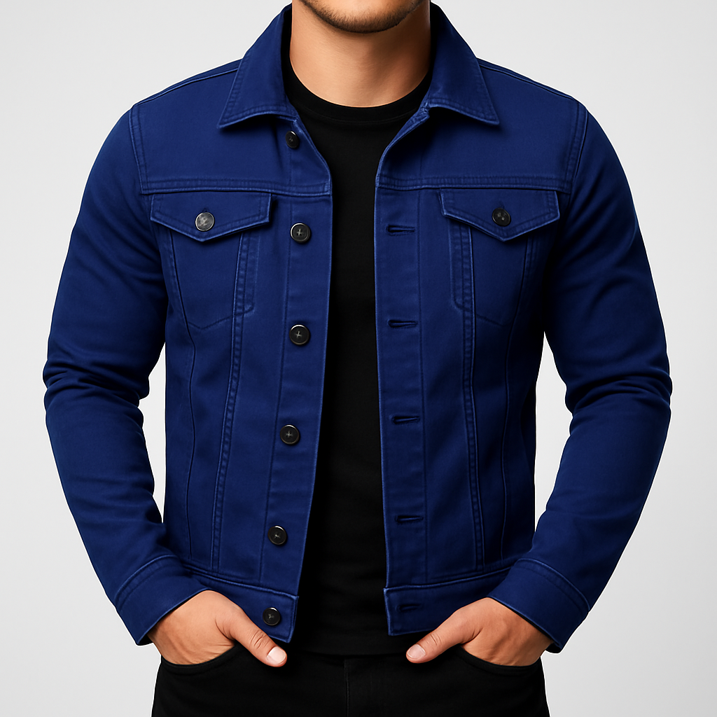 Drune | Herren Freizeit einfarbige Jeansjacke