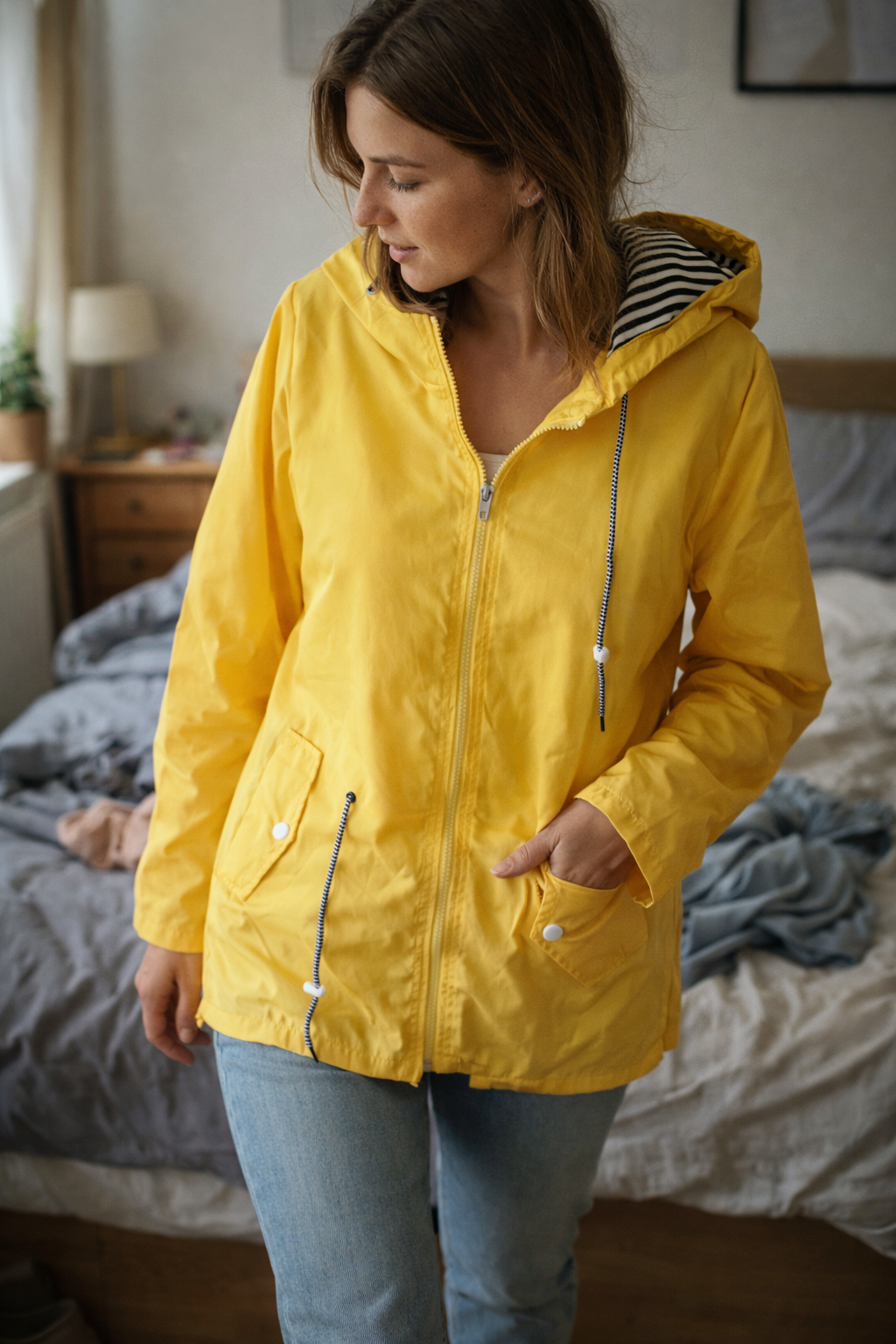 Drune Damen Regenjacke Leicht mit Kapuze