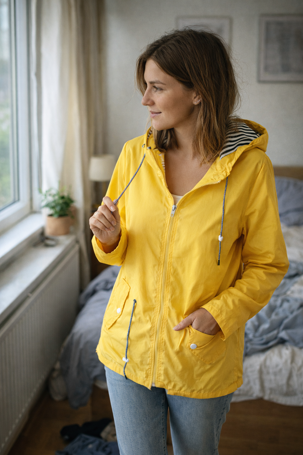 Drune Damen Regenjacke Leicht mit Kapuze
