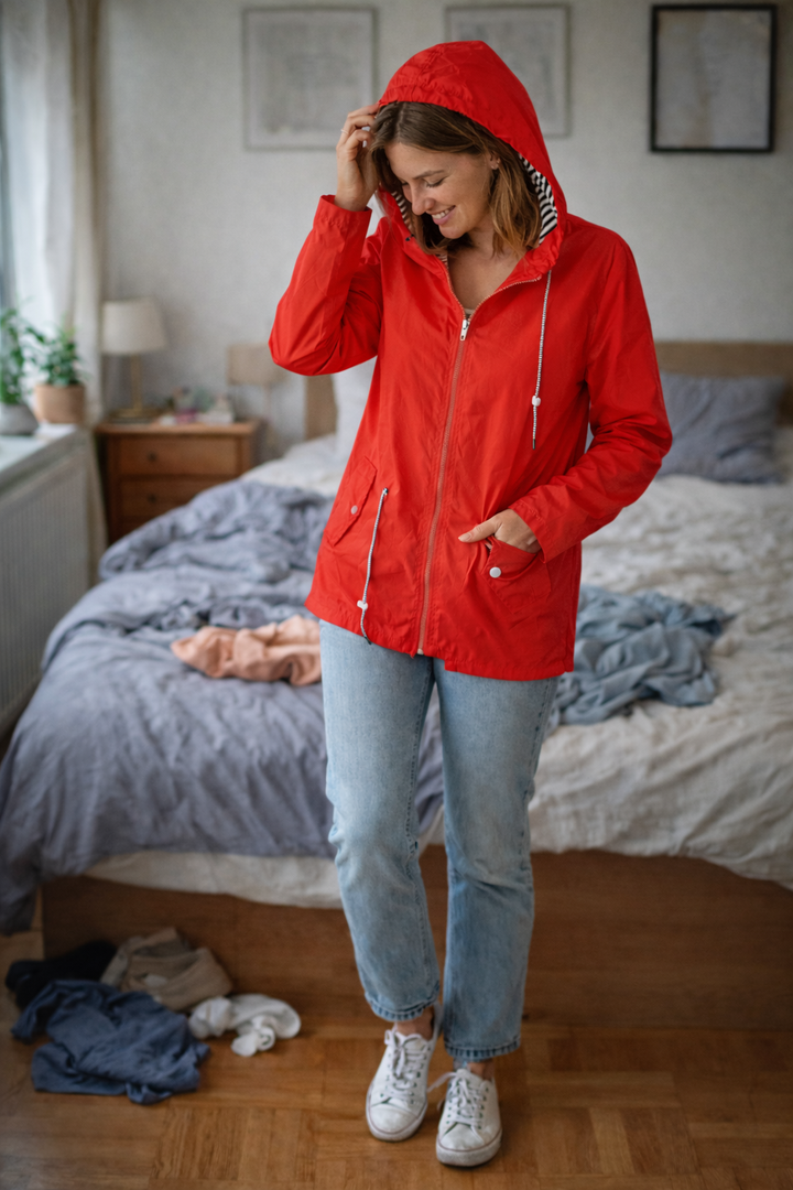 Drune Damen Regenjacke Leicht mit Kapuze