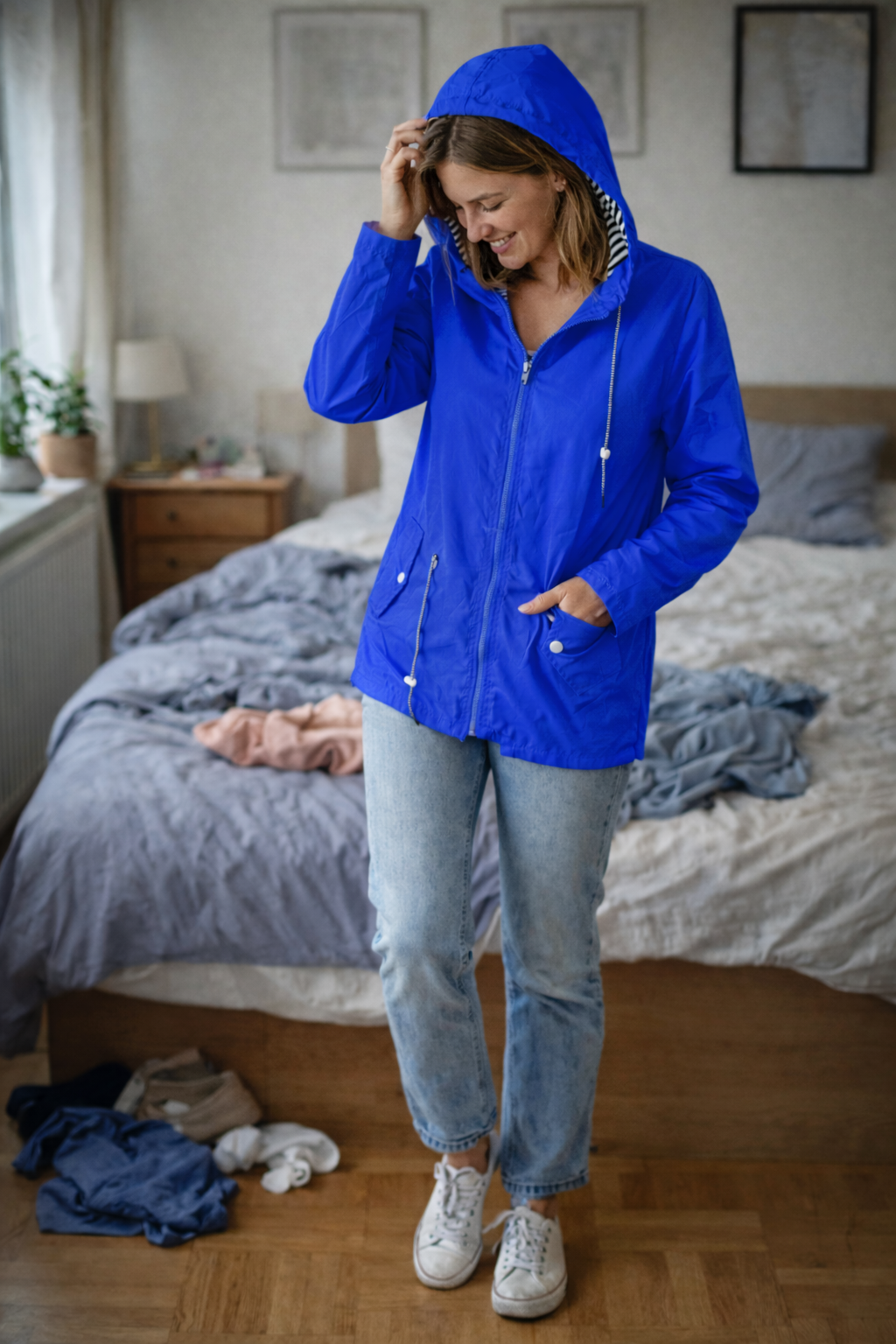 Drune Damen Regenjacke Leicht mit Kapuze