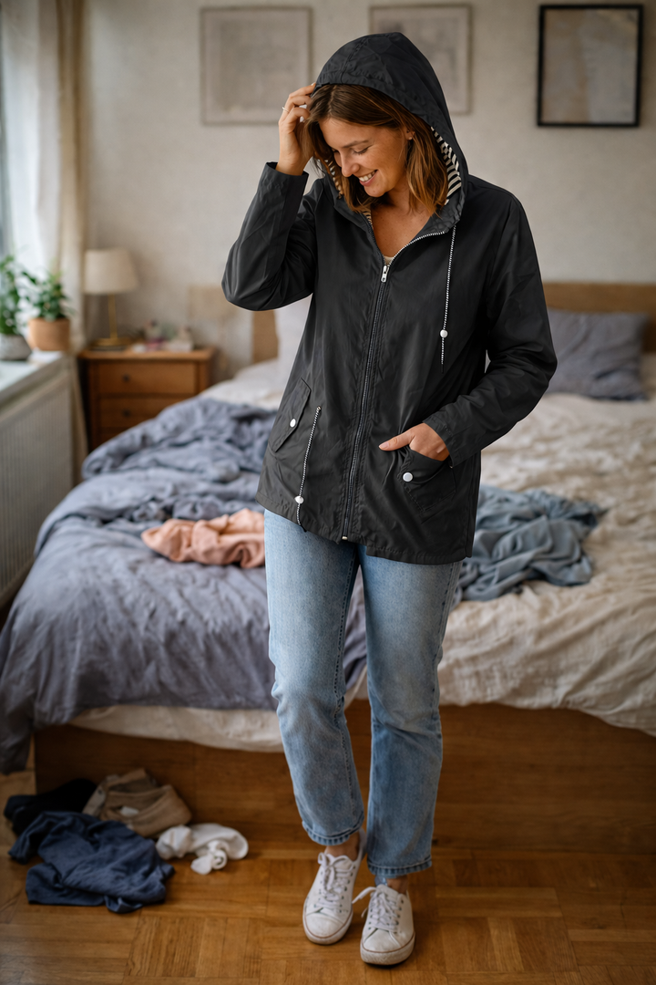 Drune Damen Regenjacke Leicht mit Kapuze